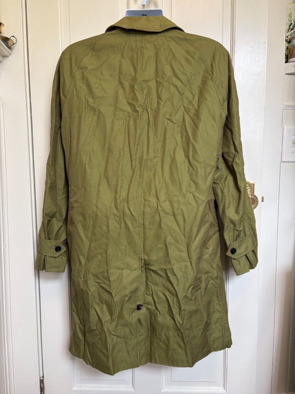Burberry London Men’s Car Coat Olive Green Nova Check Lined Cotton Raincoat - Picture 6 of 13